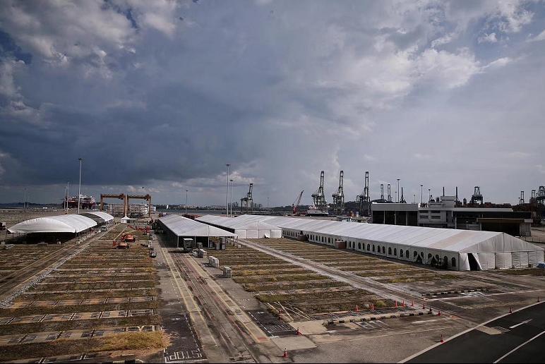 #集装箱码头#新加坡搭建第三个方舱医院 可容纳15000名患者