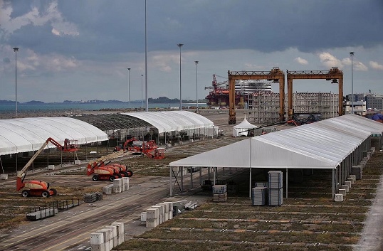 #集装箱码头#新加坡搭建第三个方舱医院 可容纳15000名患者