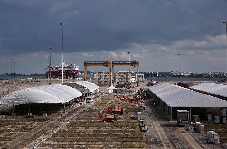 #集装箱码头#新加坡搭建第三个方舱医院 可容纳15000名患者