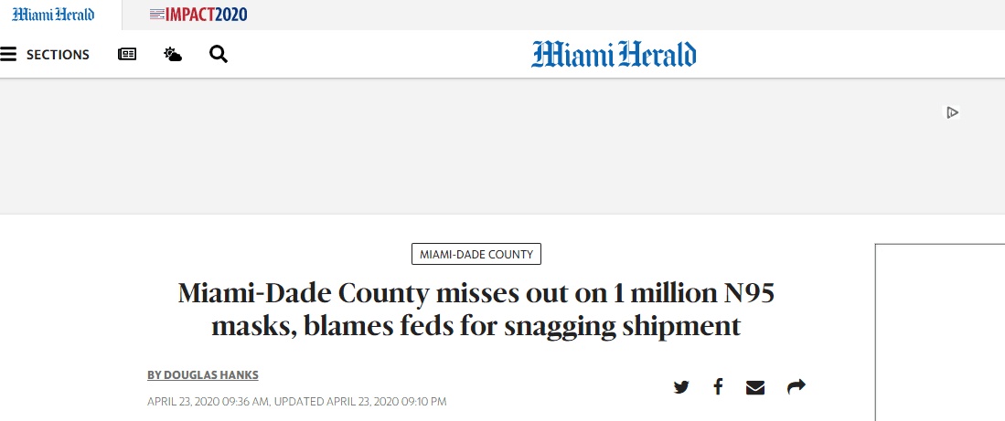 口罩▲美国地方官员指责联邦政府出手“截胡”100万只口罩：这是打劫！