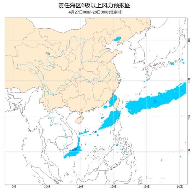 [中国气象局]黄海中部和南部海域将有6～7级西南风