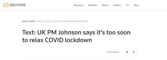 国际■约翰逊“复工”演讲：感谢拉布，感谢英国人民（附全文）