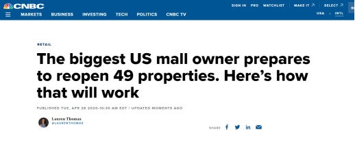 『美国州』美国新冠死亡病例超5.8万这天，美媒曝出一个消息：10个州将重新开放近50个购物中心