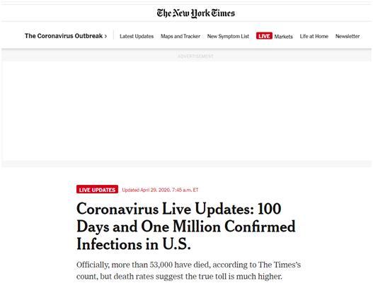 #国际#美媒叹：100天内美国现100万感染病例，变化天翻地覆！