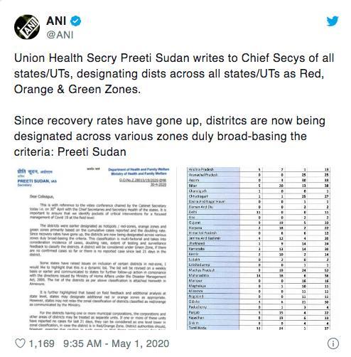 央视新闻▲印度卫生部确定130个红色区域将于5月3日之后继续实行封锁