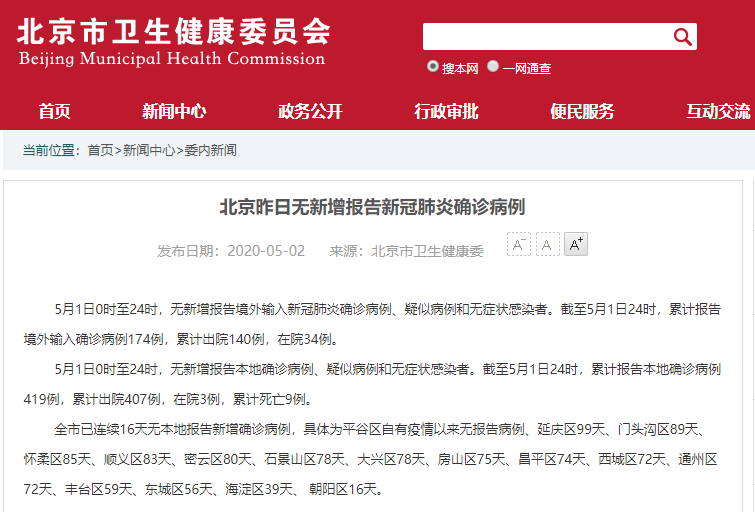 #时政#北京昨日无新增确诊病例，全市已连续16天无本地新增