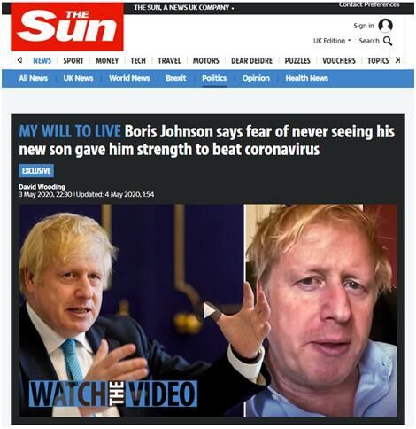 「英媒」英媒:约翰逊回忆“战胜病魔史”,曾担心再也见不到当时还未出生的儿子