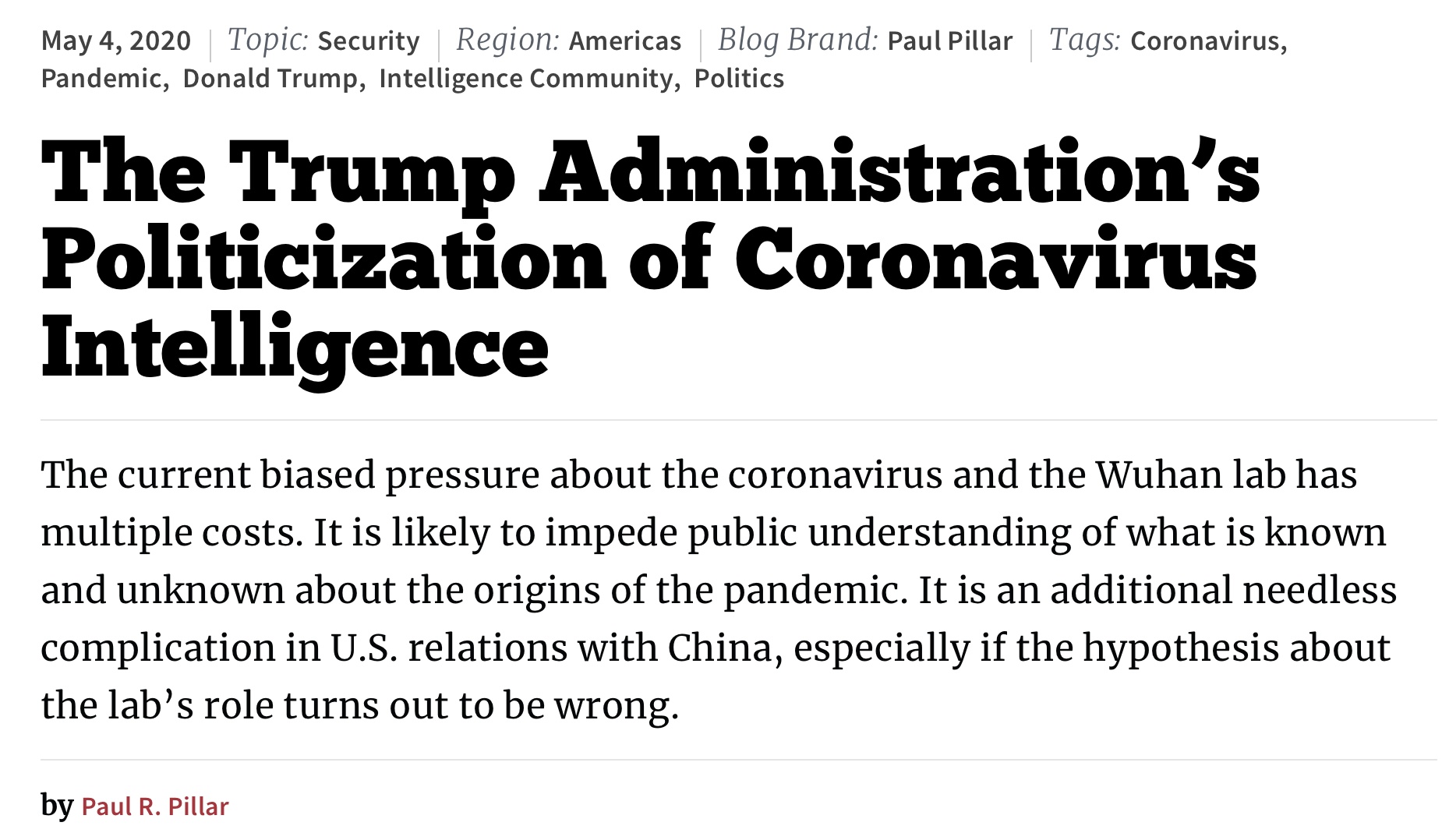 「央视新闻」白宫炒作新冠病毒来源阴谋论 “五眼联盟”也站出来打脸