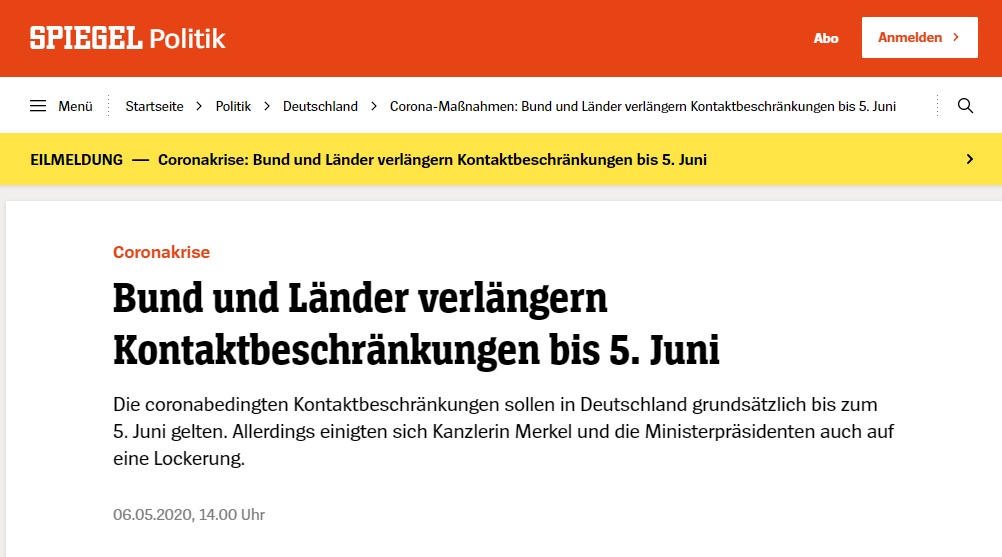 国际社会快讯！德国将社交限制措施延长至6月5日