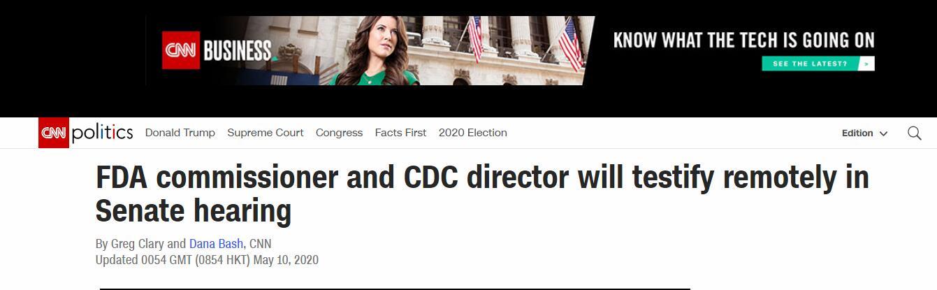 听证会美媒：福奇及其他卫生官员将出席参议院听证会