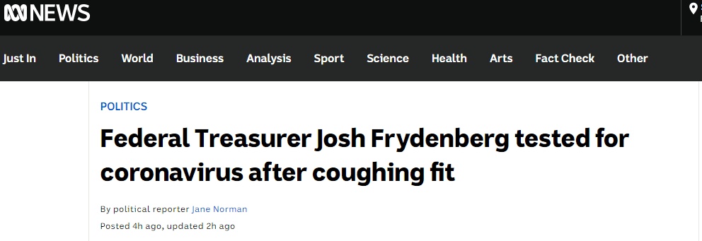 紧急程度澳大利亚国库部长演讲时咳嗽不止，紧急接受新冠病毒检测
