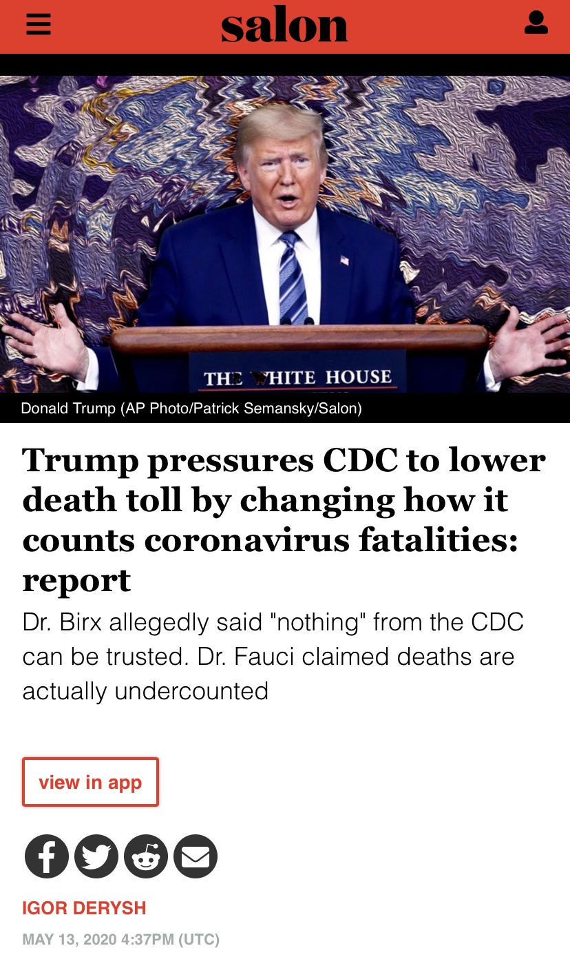 cdc特朗普被曝企图操控新冠死亡统计