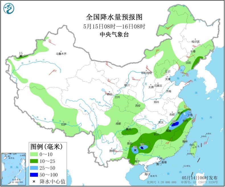 大暴雨长江中下游等地有较强降雨 局地大暴雨