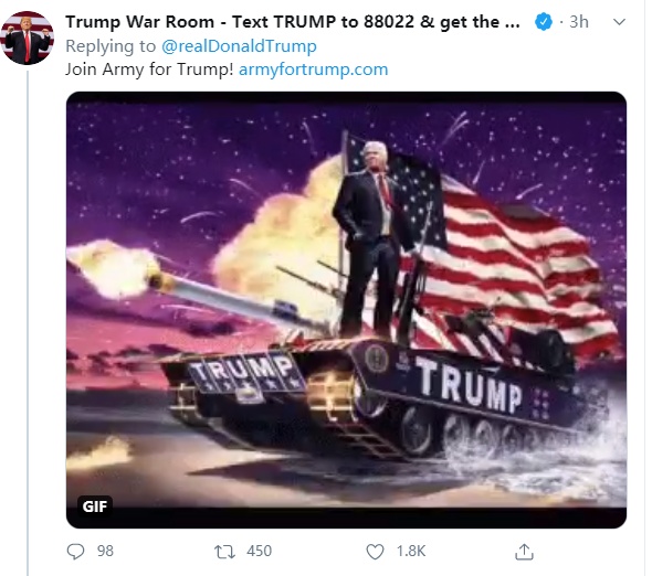 水军刚刚，特朗普竟用一个世界通用的贬义词，向他的水军致谢！