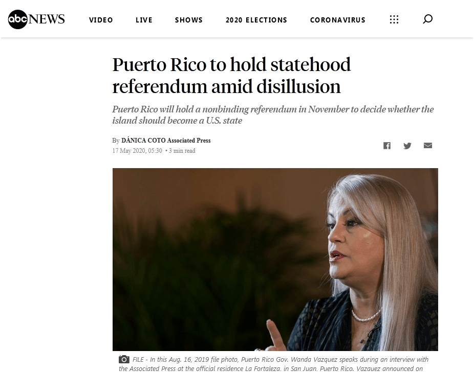 波多黎各成为美国第51州？美属波多黎各宣布将于今年11月举行第六次全民公投