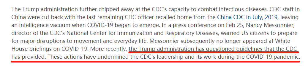 柳叶刀CDC沦为摆设 《柳叶刀》向特朗普政府开炮