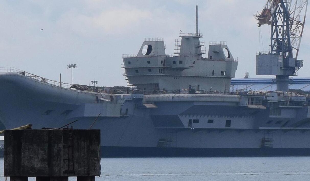航母印度首艘国产航母最新画面曝光 舰岛仍是空壳状态