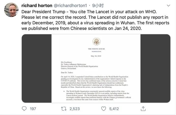 柳叶刀“莫挨我！”《柳叶刀》主编“否认三连”打脸特朗普