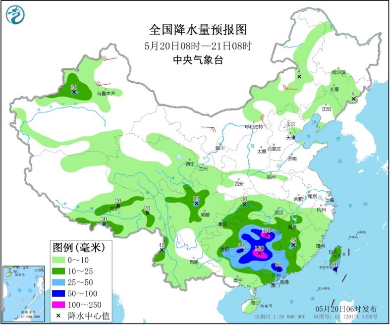 中国气象局南方暴雨来势凶猛 湘赣闽桂粤雨势激烈