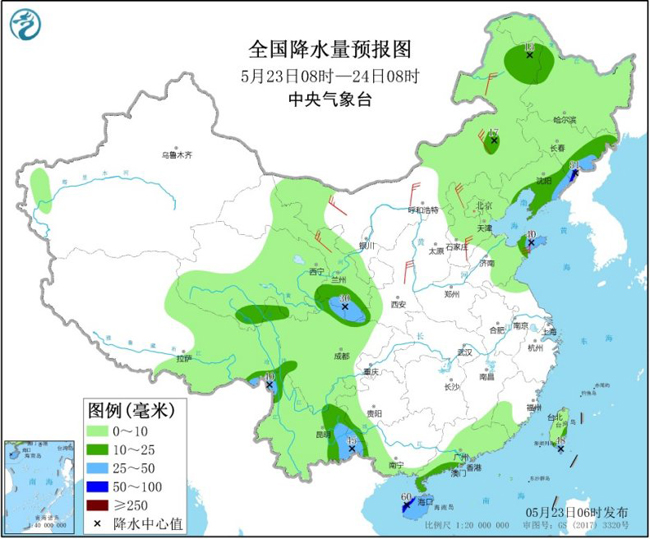 中国气象局东北地区等地多阵雨天气 西南地区华南等地将有降水过程