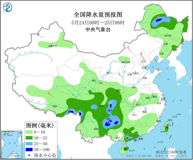 中国气象局东北地区等地多阵雨天气 西南地区华南等地将有降水过程