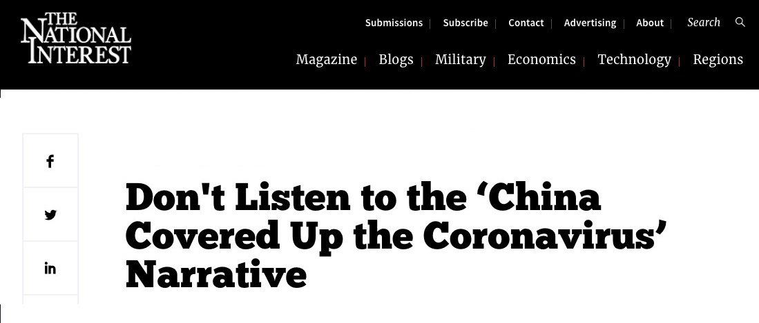 央视新闻|“中国隐瞒新冠病毒”?美媒刊文站出来辟谣