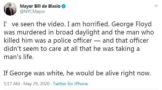 纽约|纽约市长发推力挺“遭暴力执法去世黑人”这天，纽约40多名抗议者被抓！