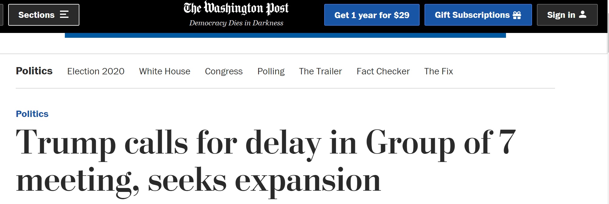 特朗普|快讯！特朗普称将把G7会议推迟至秋季