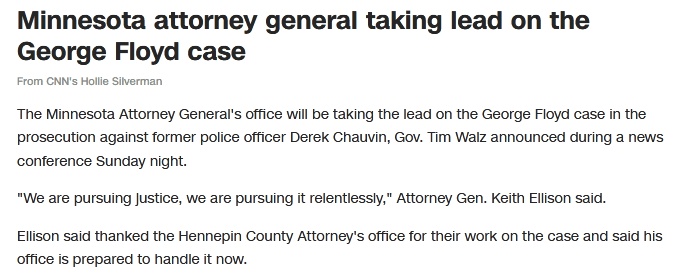 明尼苏达|明尼苏达州总检察长：将率先处理“黑人之死”一案