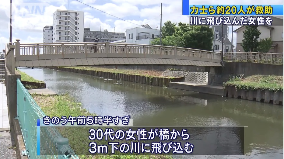 相扑|日本女子跳河自杀 被20多名相扑选手合力捞起