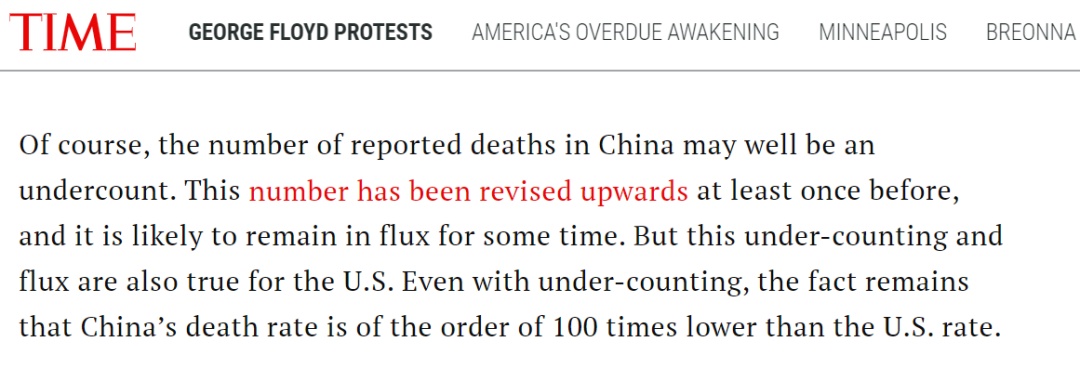 疫情|《时代》周刊刊文：美国比中国差一百倍！