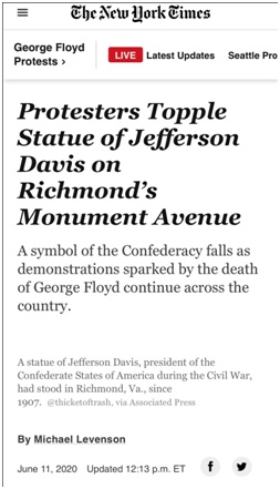 戴维斯|美国又一座雕像被推倒:南方邦联第一位“总统”杰斐逊?戴维斯