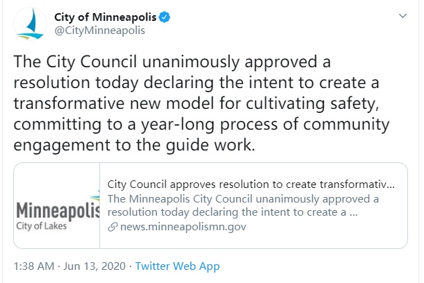 国际|明尼阿波利斯警察部门正式被废除