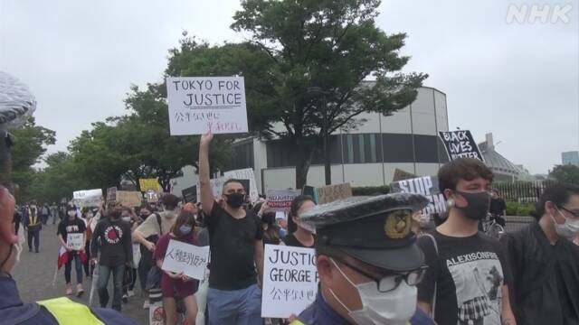 日本东京|东京数千民众抗议美国种族歧视 冒雨行进数公里