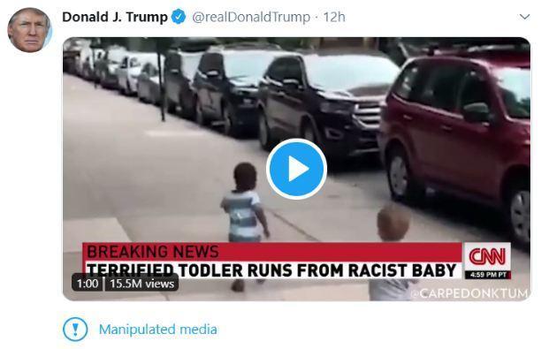 脸书|特朗普社交媒体帖文再惹风波！转发“种族歧视”视频被推特官方禁播后，竞选广告又遭脸书删除……