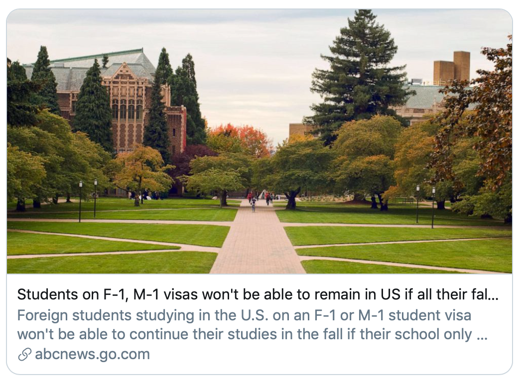 大学课程▲只上网课不回国或将被驱逐出境？美国留学生新政挨批了