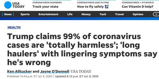 环球网|特朗普称“99%新冠病例无害”，哈佛大学研究员驳斥