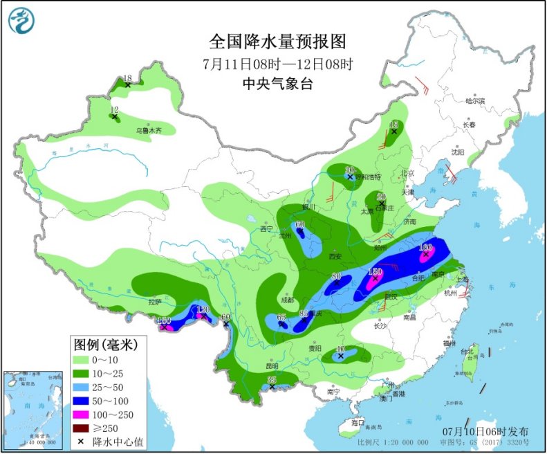 中国气象局|长江中下游地区仍有强降雨华北地区等地多对流性天气