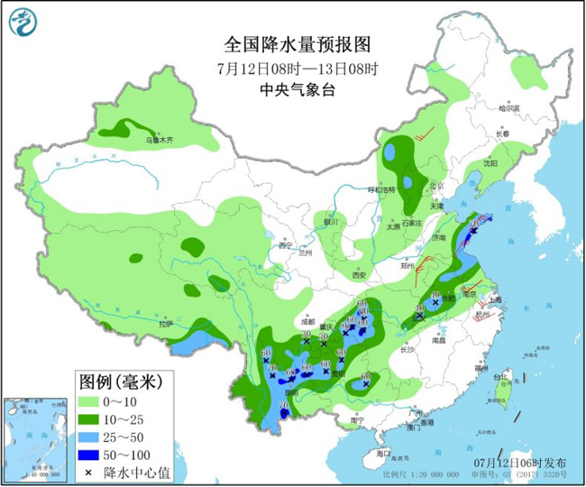 中国气象局|南方强降雨稍有减弱 华北和西北地区东部雨水多
