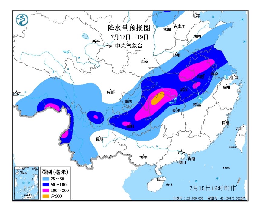 长江|17日至19日长江上中游及淮河流域将有强降雨需谨防流域性洪涝灾害