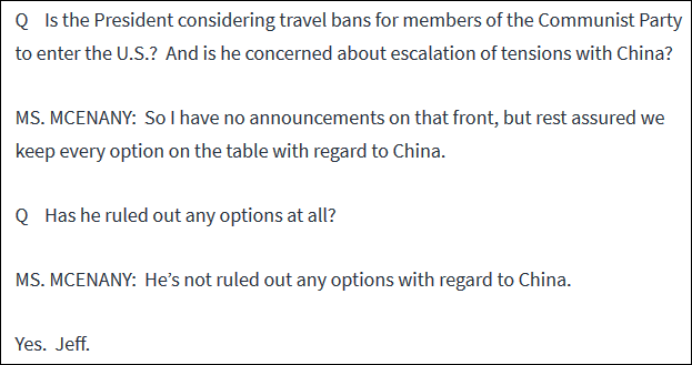 中共党员|白宫回应＂禁止中共党员入境＂