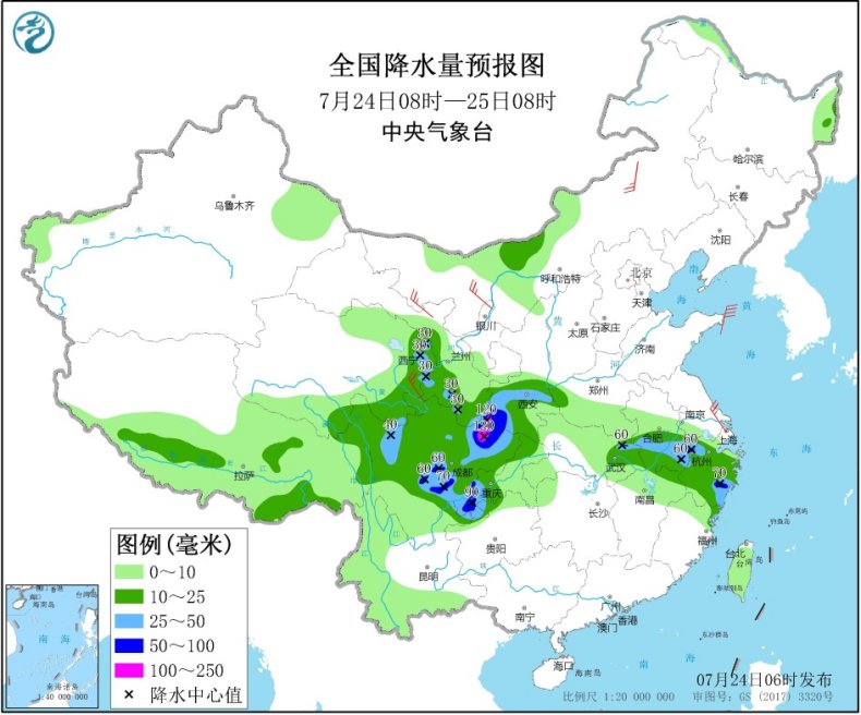 中国气象局|强降雨再赴长江流域等地 南北方均有高温出没