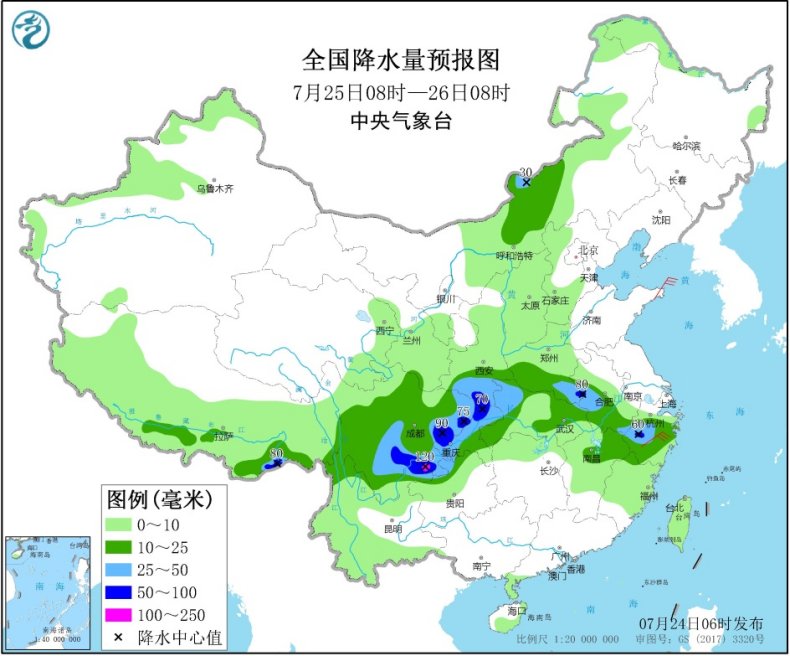 中国气象局|强降雨再赴长江流域等地 南北方均有高温出没