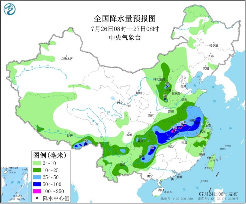中国气象局|强降雨再赴长江流域等地 南北方均有高温出没