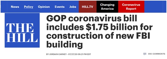 特朗普|经济纾困计划夹带“私货”？民主党：特朗普希望翻新FBI大楼，好阻止新酒店占用该地盘抢他生意
