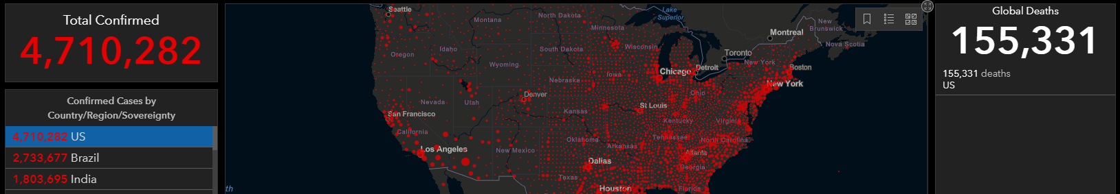 国际|单日新增再超5万，美国确诊病例超470万，死亡超15.5万！白宫开始强制要求随机检测新冠病毒