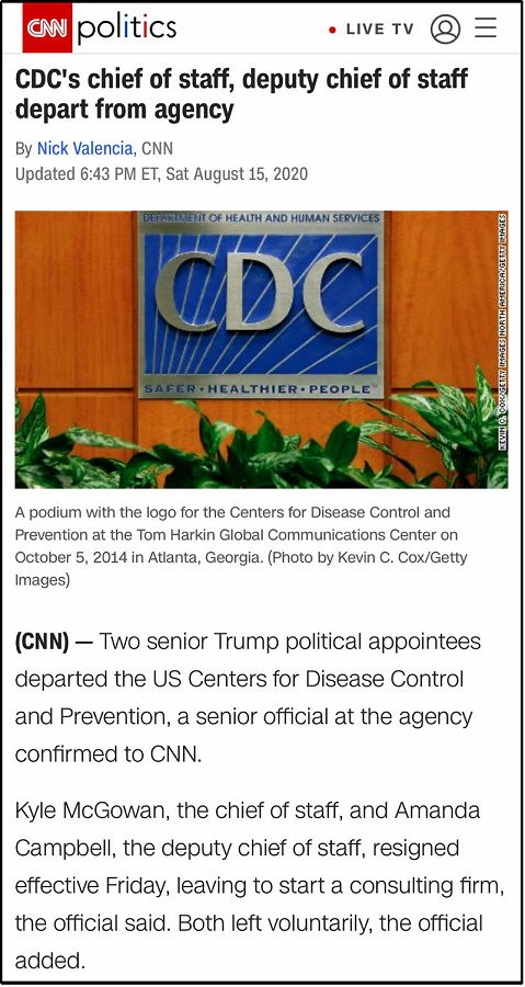 cdc|美疾控中心高官相约离职 白宫指其不忠 抗疫雪上加霜