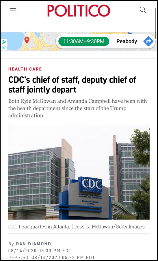 cdc|美疾控中心高官相约离职 白宫指其不忠 抗疫雪上加霜