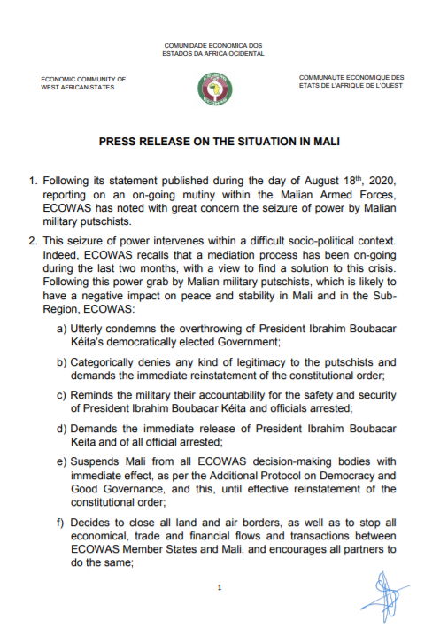每日经济新闻|哗变军人宣布成立权力过渡机构，非盟要求马里立即恢复文职统治，军队返回兵营