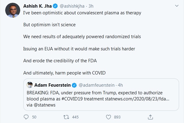 fda|特朗普公布抗击疫情“重大突破”—— 紧急授权使用血浆治疗新冠